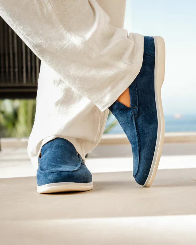 Marine Blue Suede Loafers