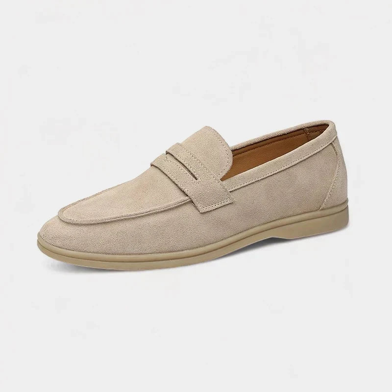 Beige Suede Loafers