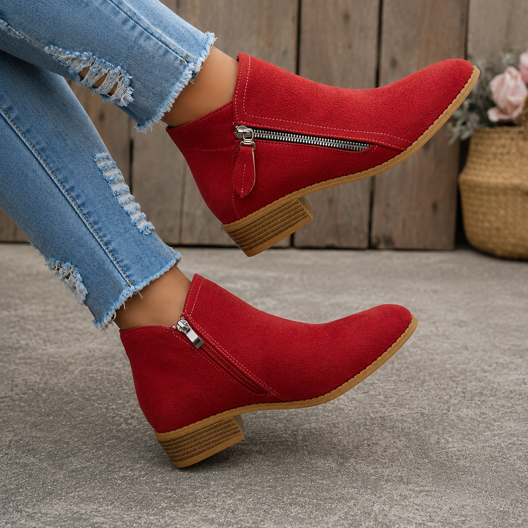 Colleen™ | Cozy Zip-Up Ankle Boots