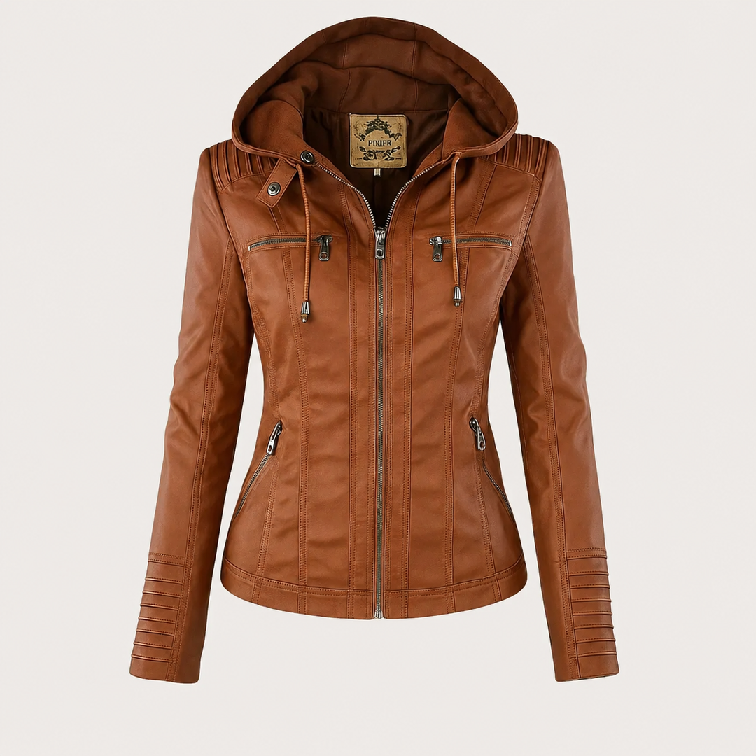 Diane | Leather Jacket with Hood