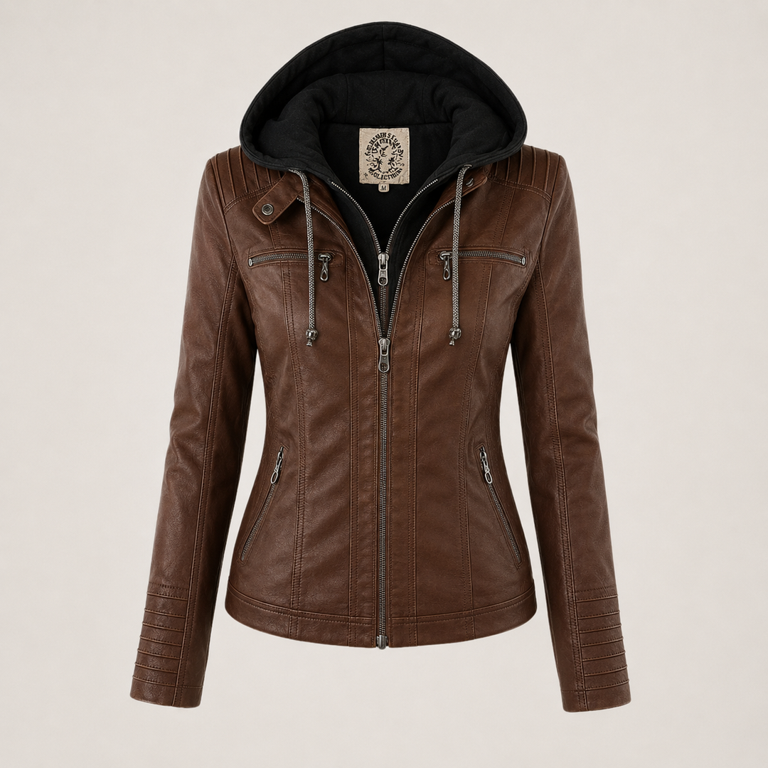 Diane | Leather Jacket with Hood