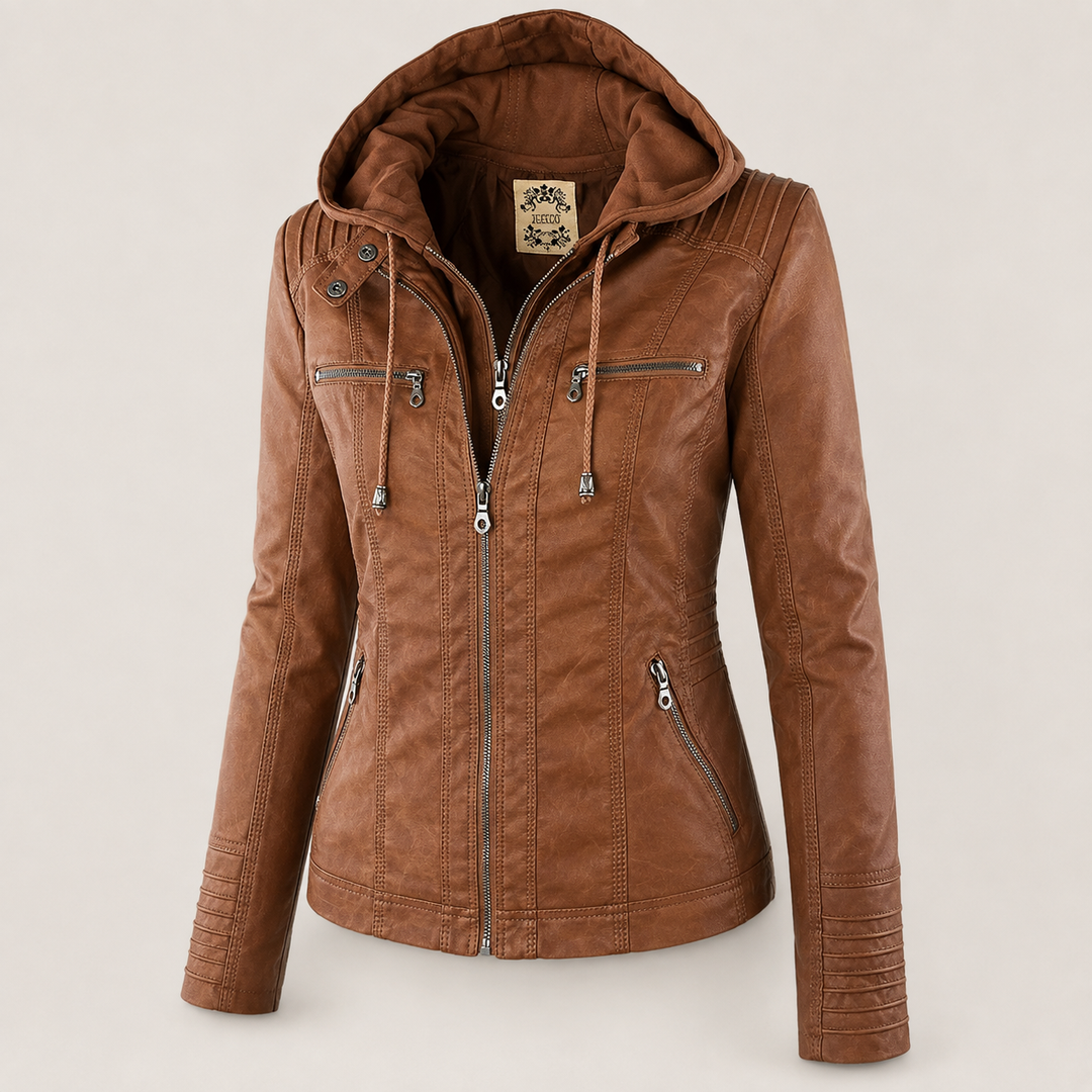 Diane | Leather Jacket with Hood