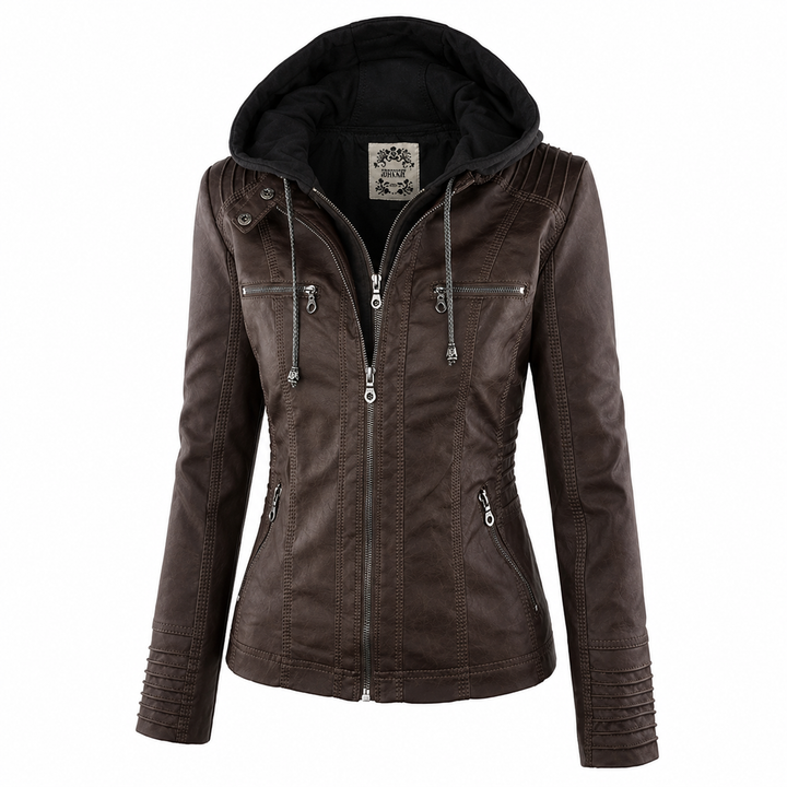 Diane | Leather Jacket with Hood