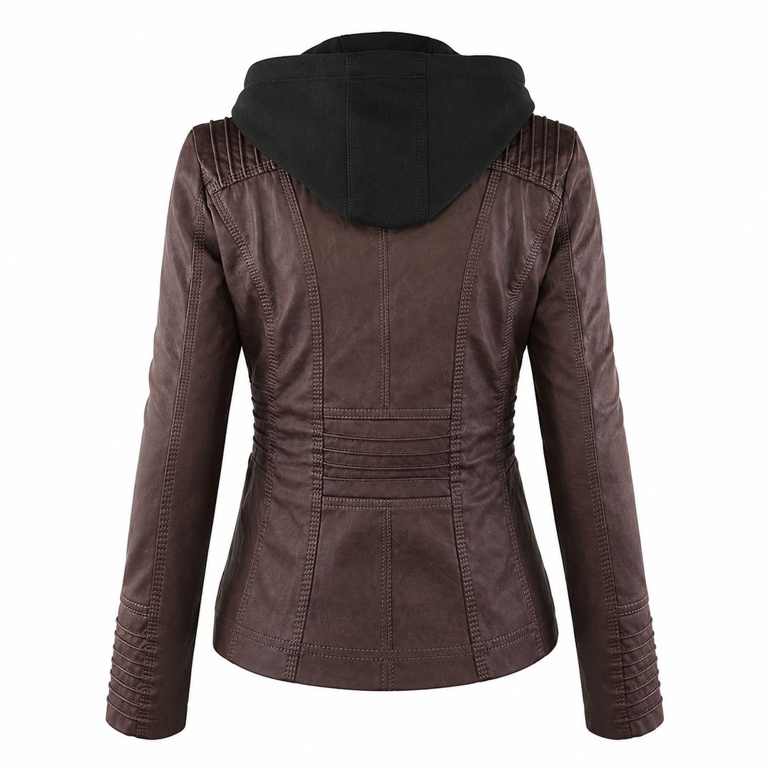 Diane | Leather Jacket with Hood