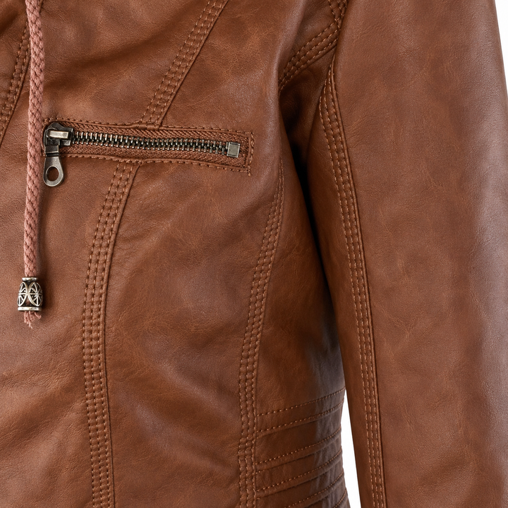 Diane | Leather Jacket with Hood