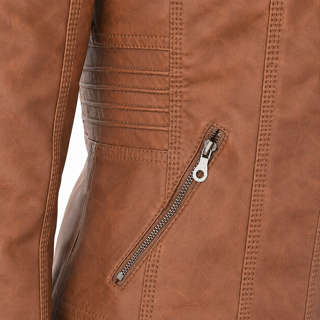 Diane | Leather Jacket with Hood