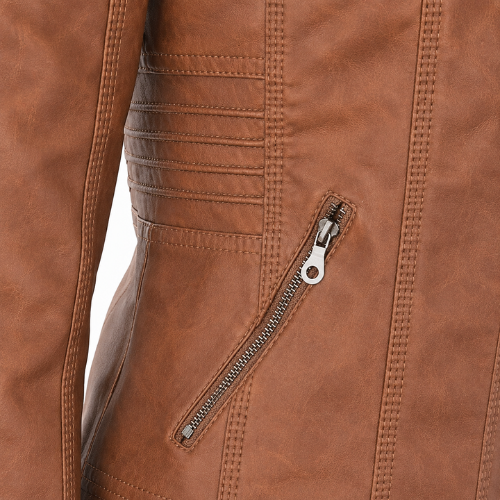 Diane | Leather Jacket with Hood