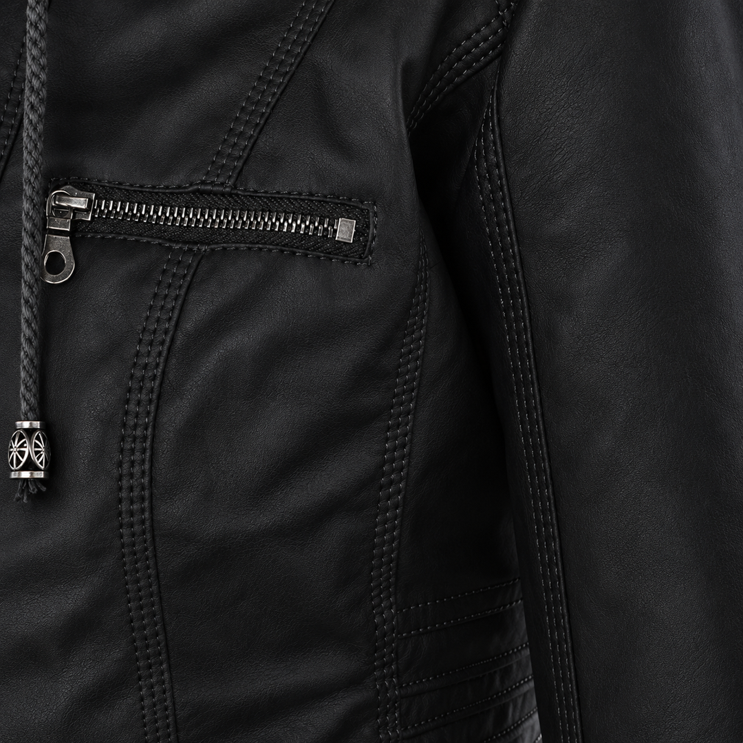 Diane | Leather Jacket with Hood