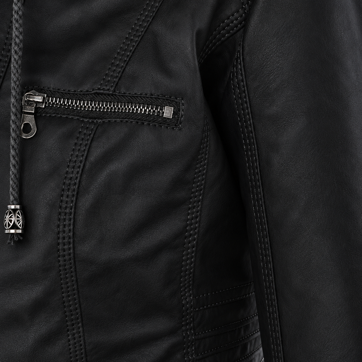 Diane | Leather Jacket with Hood
