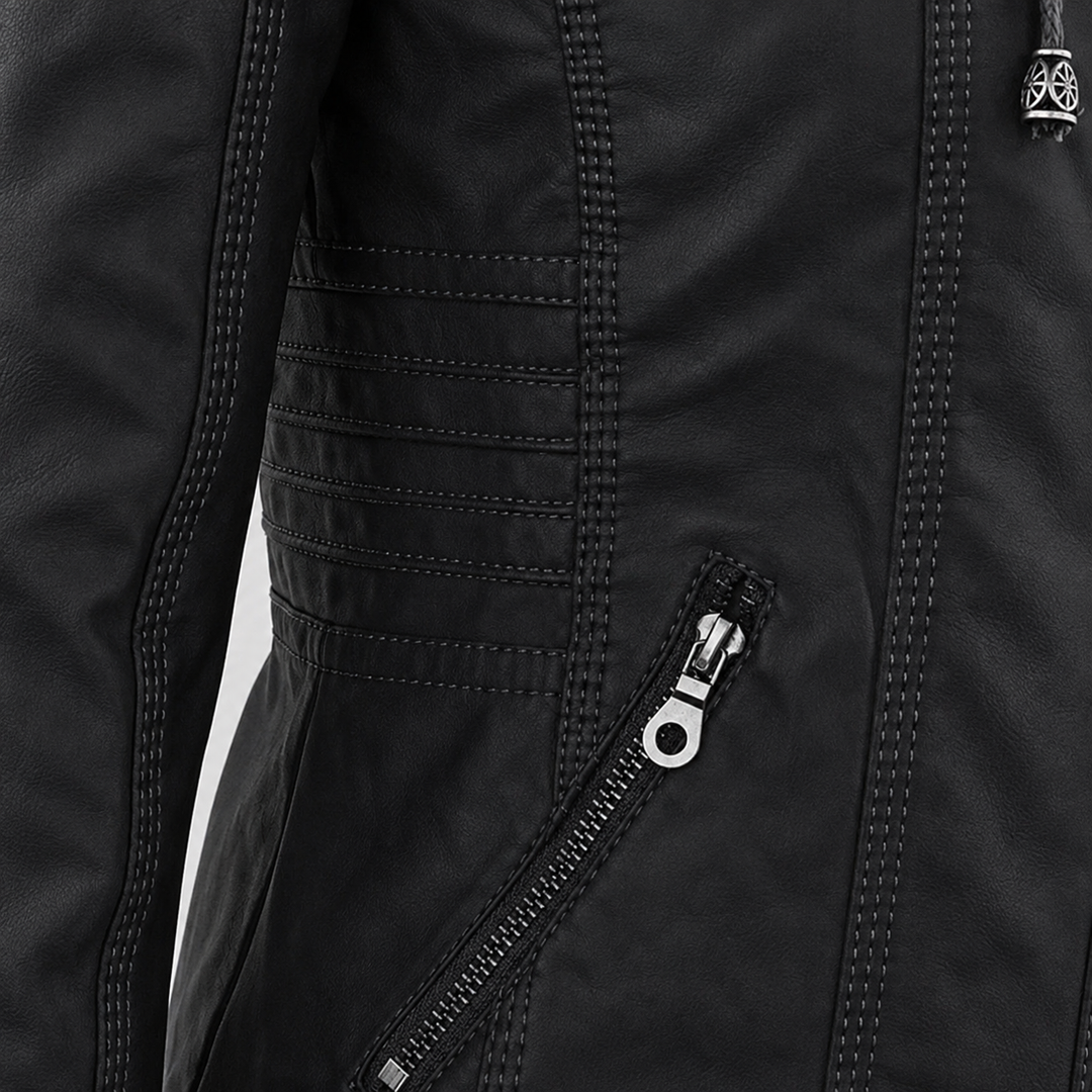 Diane | Leather Jacket with Hood