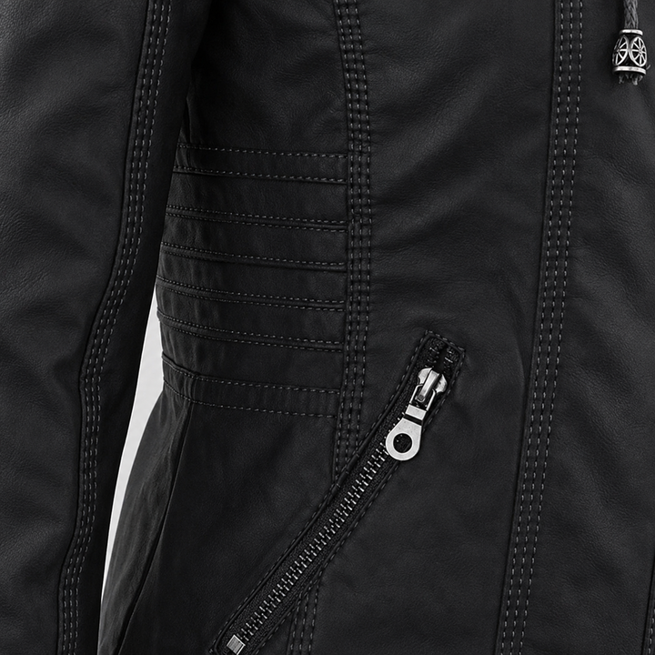 Diane | Leather Jacket with Hood