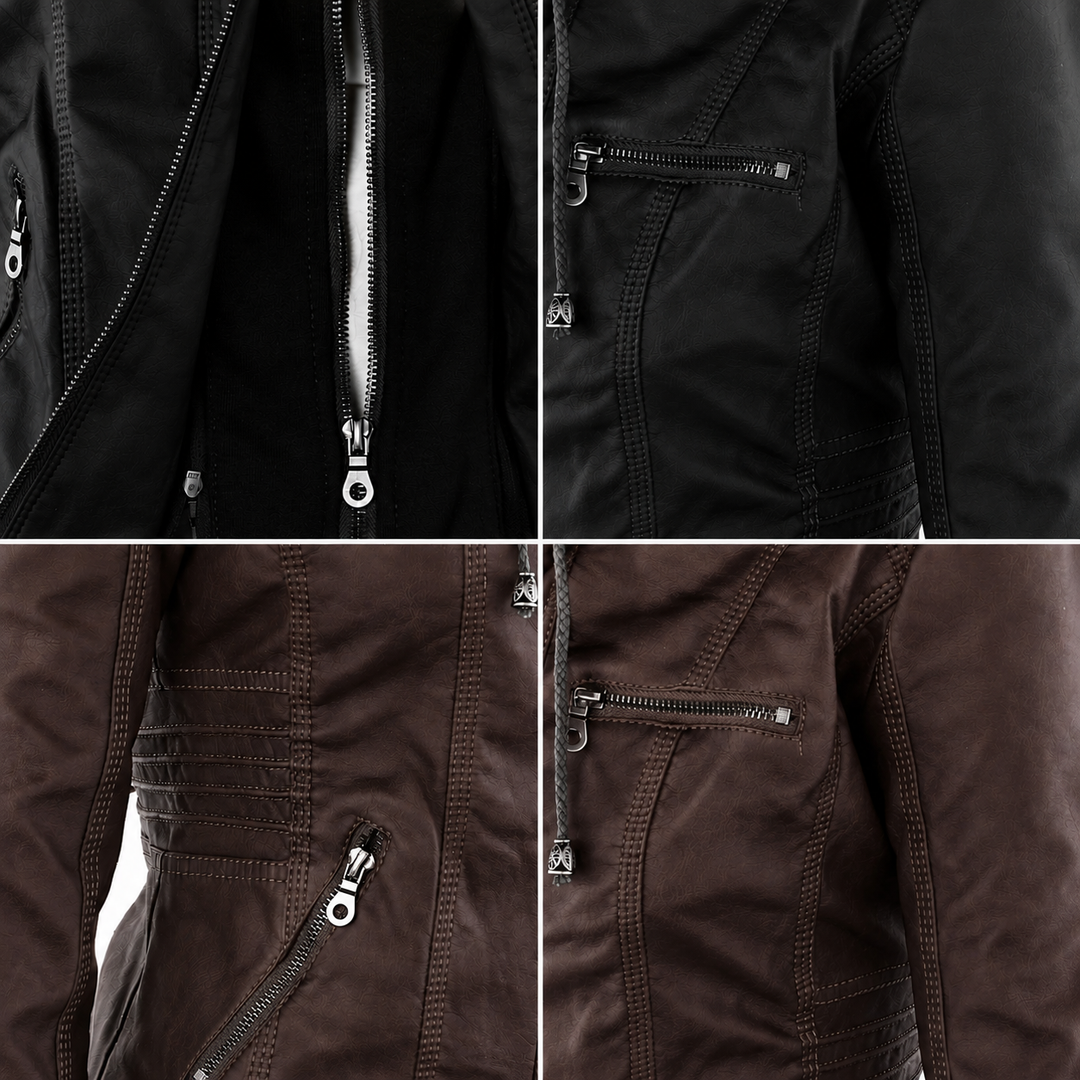 Diane | Leather Jacket with Hood