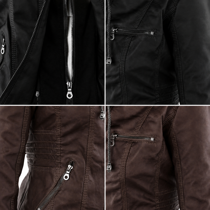 Diane | Leather Jacket with Hood
