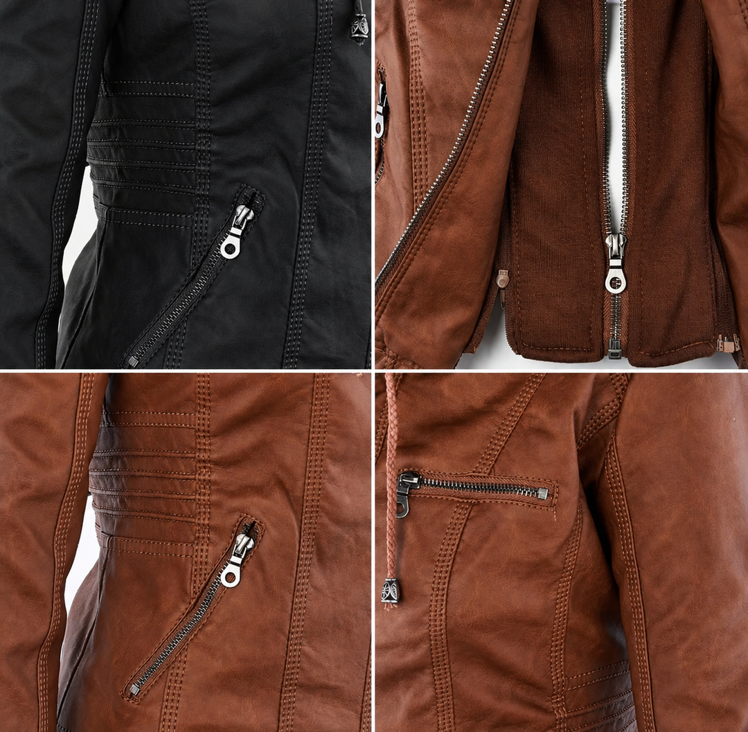 Diane | Leather Jacket with Hood