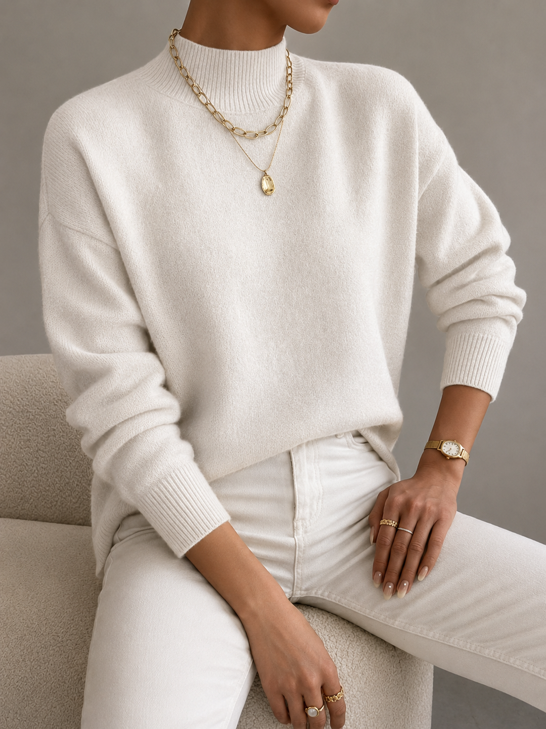 Elaine | Cozy Mock-Neck Knit Sweater