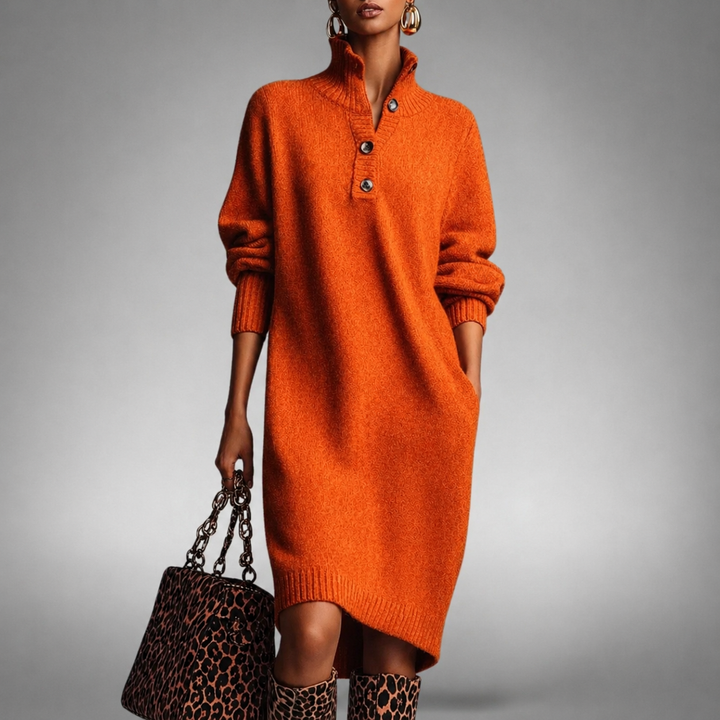 Elise™ | Comfy Button-Up Sweater Dress