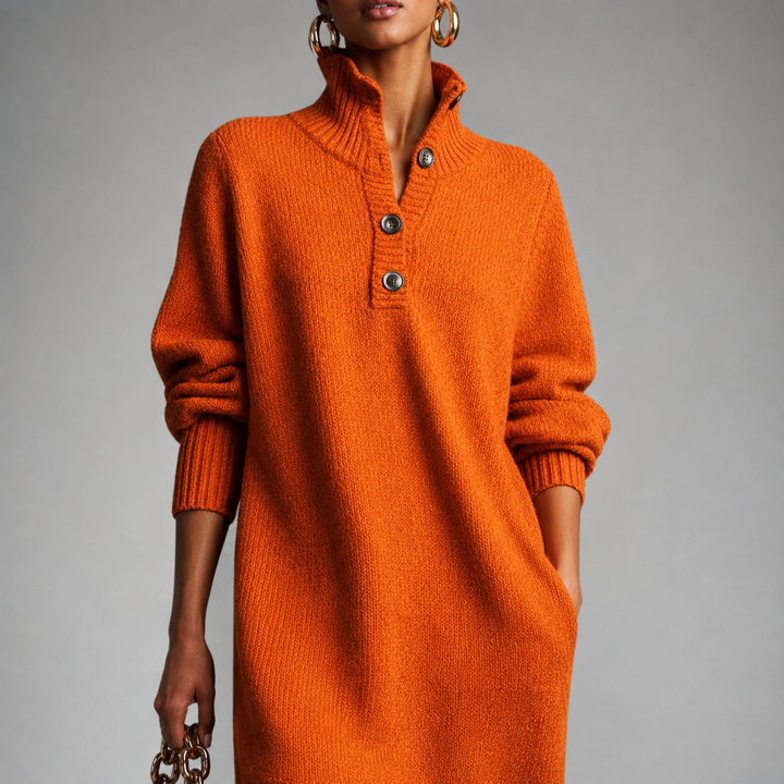 Elise™ | Comfy Button-Up Sweater Dress