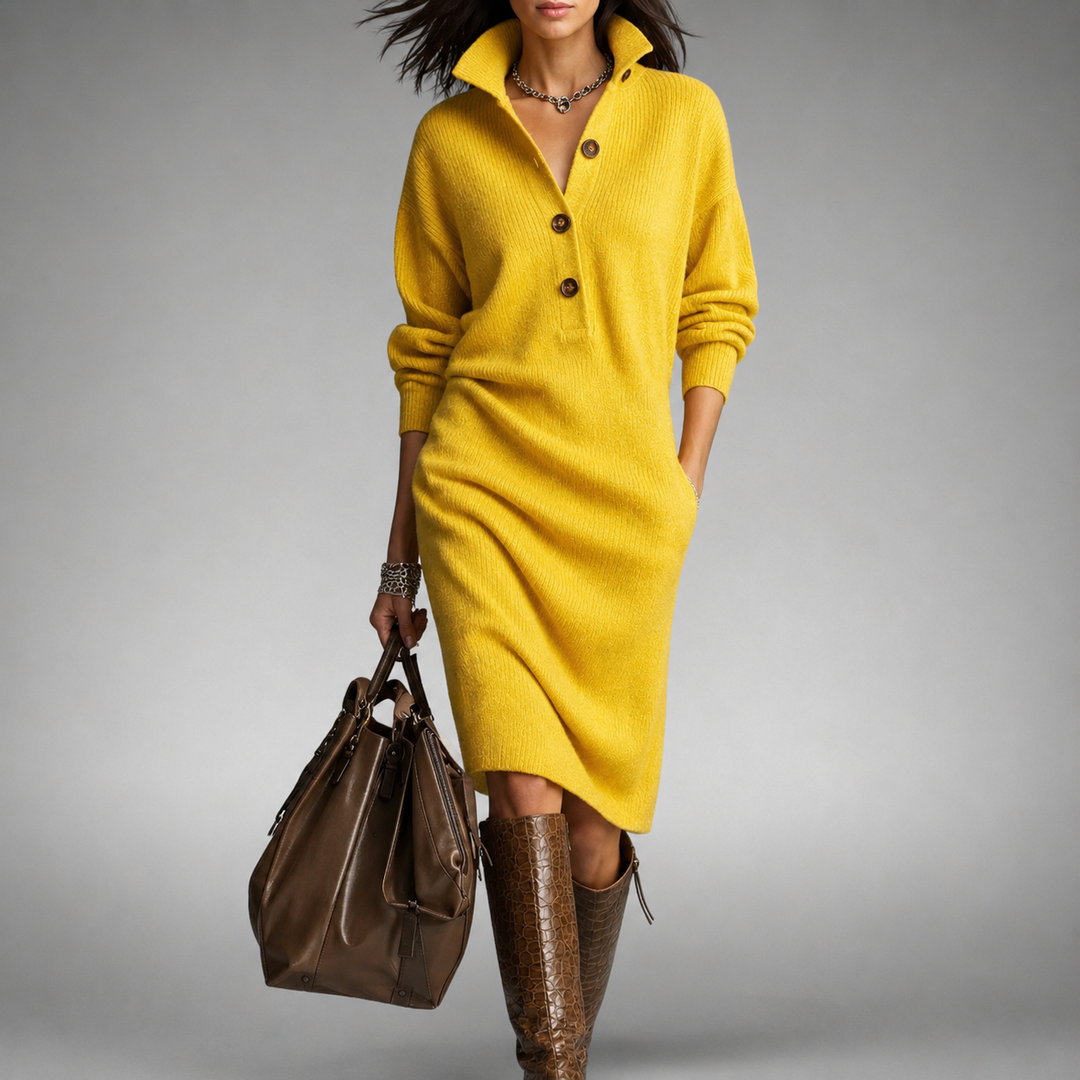 Elise™ | Comfy Button-Up Sweater Dress