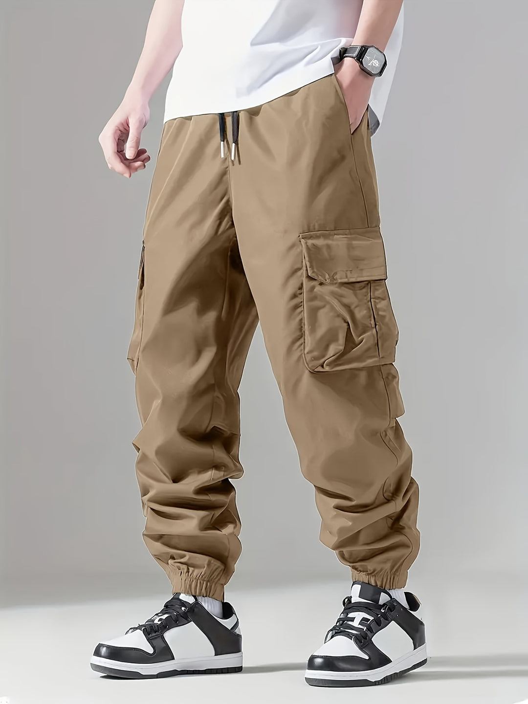 Men's Comfortable Solid Color Cargo Pants | Casual Outdoor Style with Side Pockets