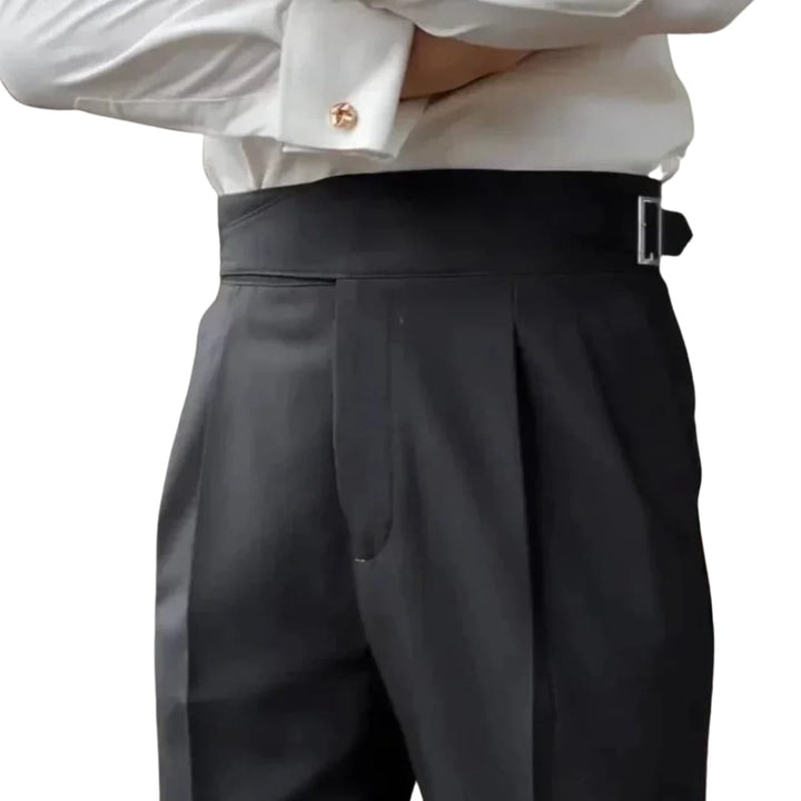 Men's High-Waisted Straight-Leg Trousers for Spring