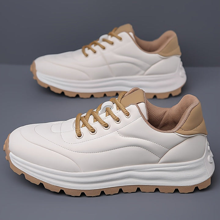 Men's Lightweight Leather Sneakers | Stylish Business Casual & Sporty Design | Non-Slip Comfort