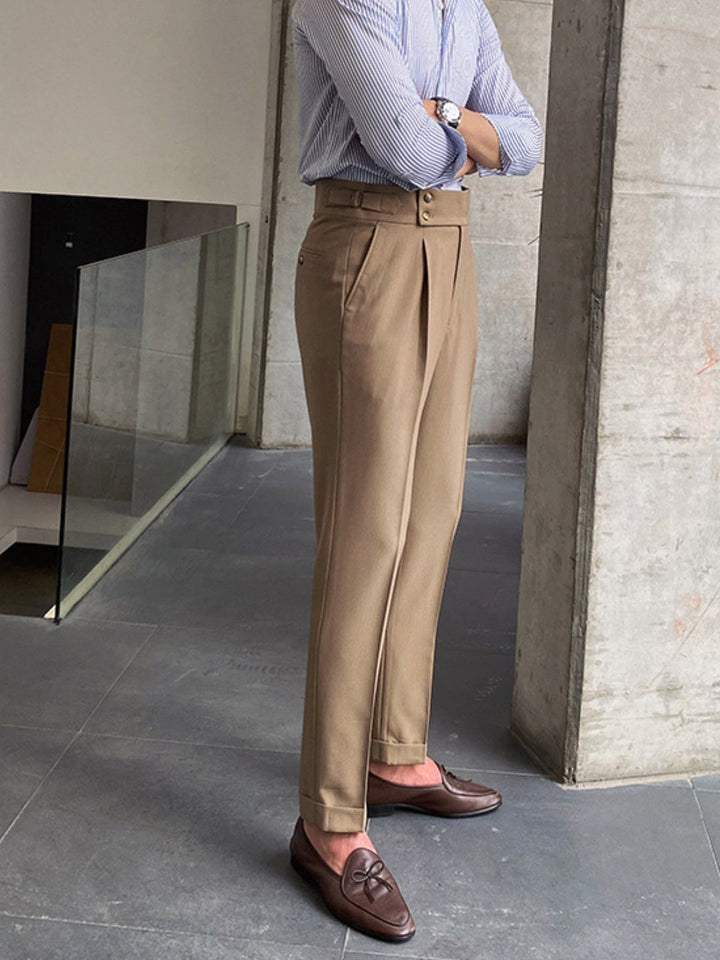 Men's High-Waisted Gurkha Trousers | Elegant & Professional Style