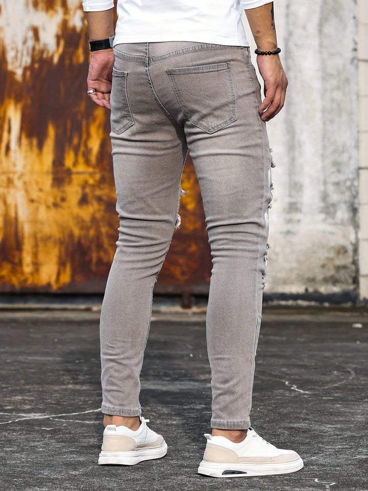 Trendy Slim Fit Patchwork Jeans for Men | Stretch Denim