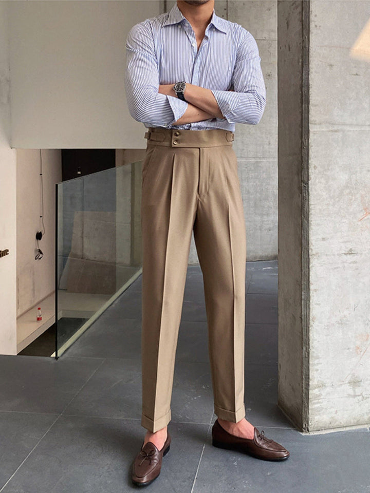 Men's High-Waisted Gurkha Trousers | Elegant & Professional Style