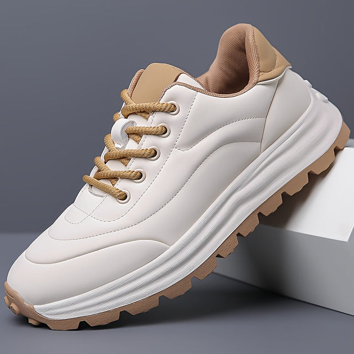 Men's Lightweight Leather Sneakers | Stylish Business Casual & Sporty Design | Non-Slip Comfort
