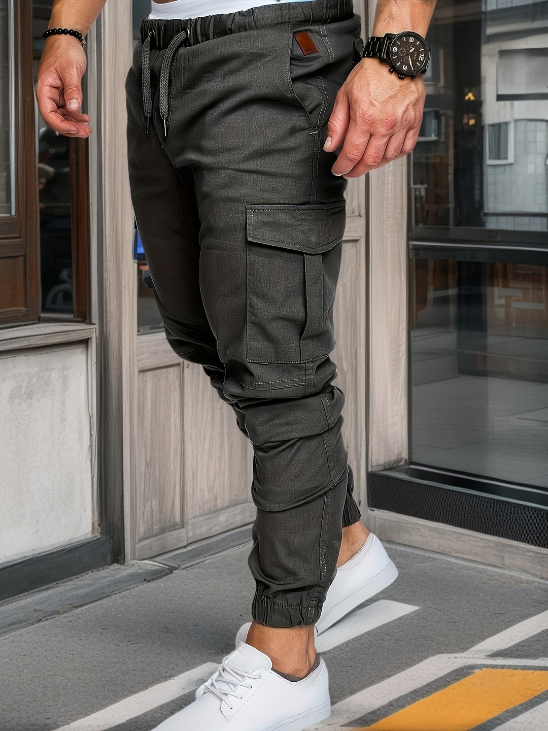 Men's Casual Cargo Pants | Comfortable 100% Cotton | Solid Color with Pockets