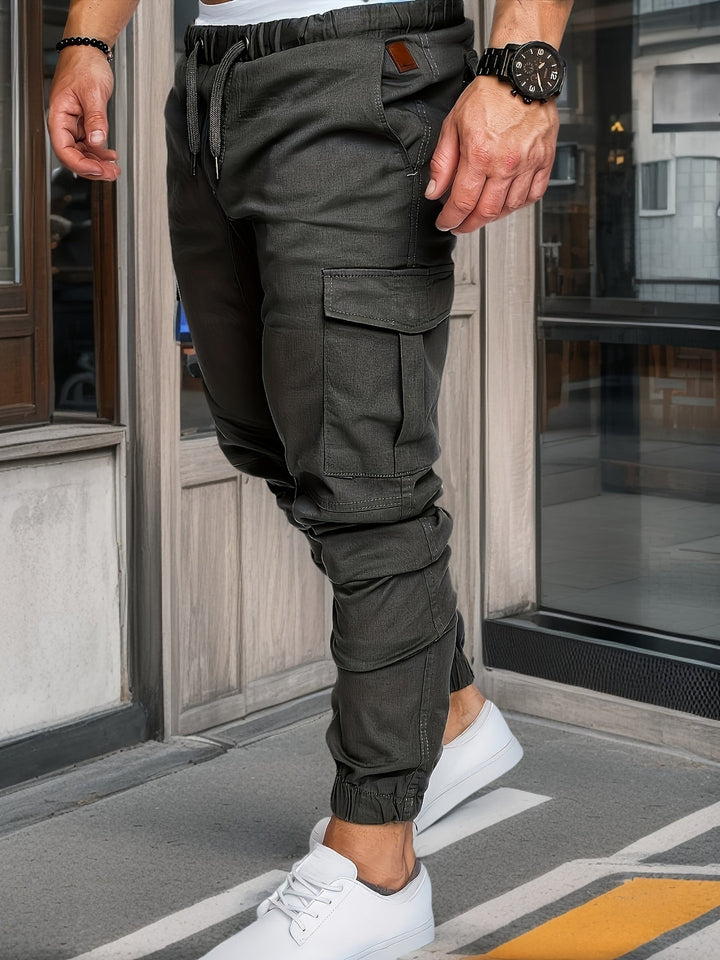 Men's Casual Cargo Pants | Comfortable 100% Cotton | Solid Color with Pockets