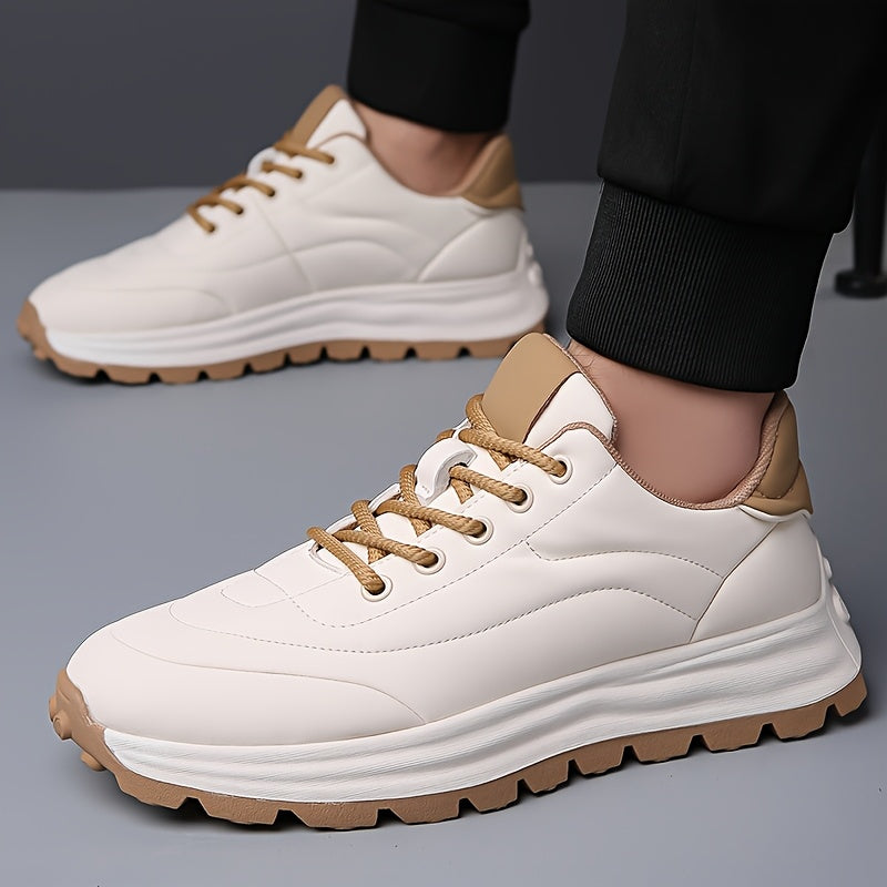Men's Lightweight Leather Sneakers | Stylish Business Casual & Sporty Design | Non-Slip Comfort