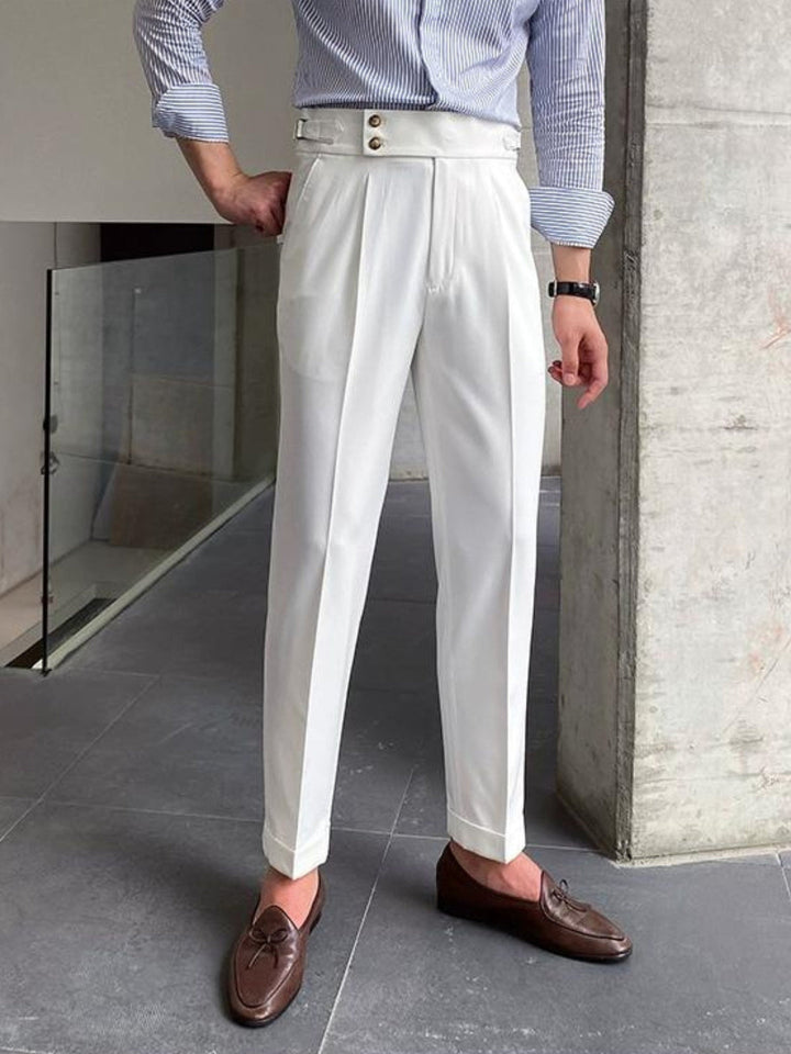 Men's High-Waisted Gurkha Trousers | Elegant & Professional Style