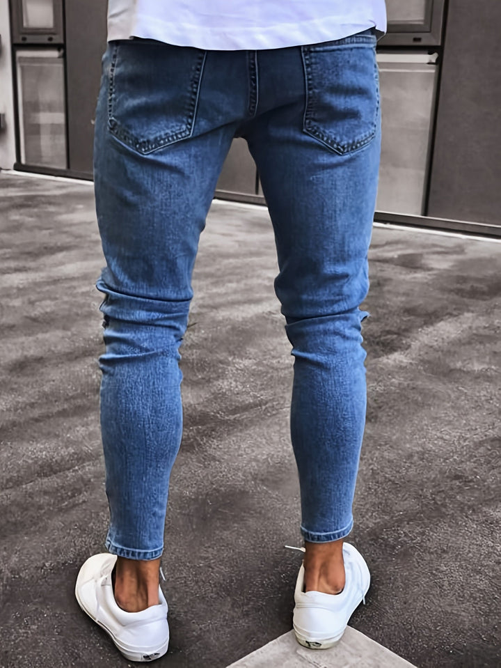 Men's Stretch Denim Jeans | Trendy Distressed Design | Year-Round Style
