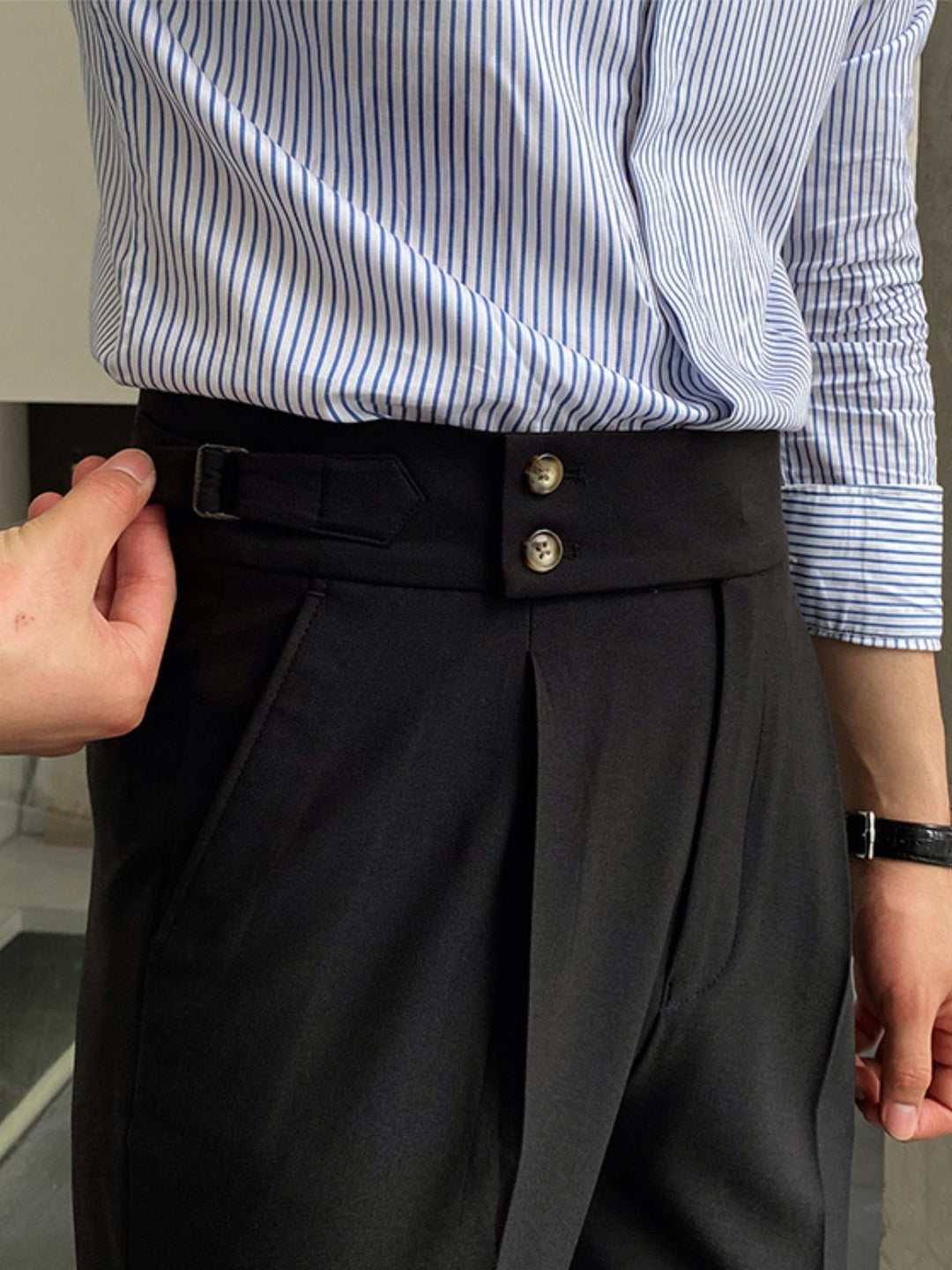 Men's High-Waisted Gurkha Trousers | Elegant & Professional Style