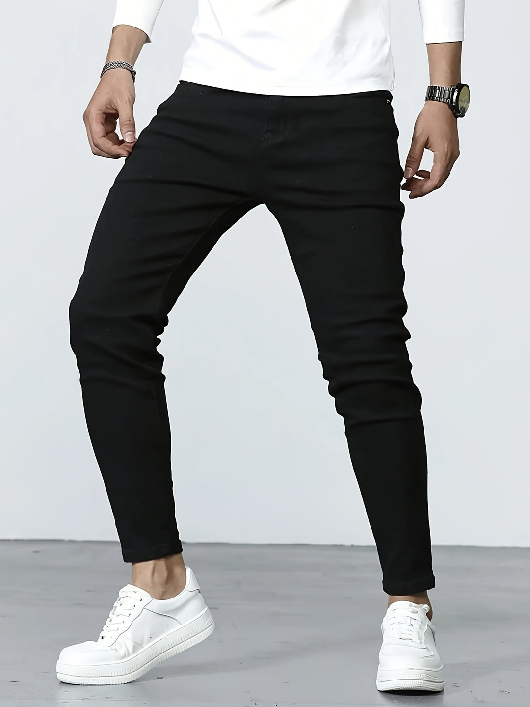 Men's Stretch Slim Fit Jeans | Casual Cotton Blend | Classic Solid Colors