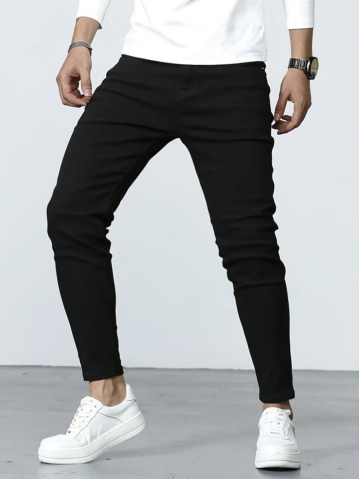Men's Stretch Slim Fit Jeans | Casual Cotton Blend | Classic Solid Colors