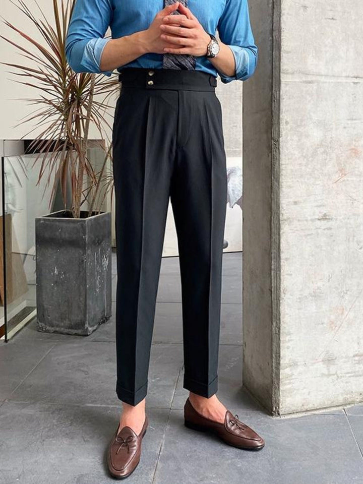 Men's High-Waisted Gurkha Trousers | Elegant & Professional Style