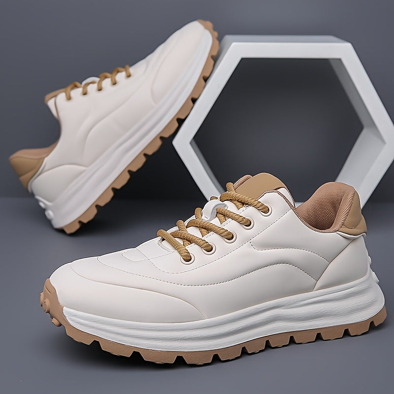 Men's Lightweight Leather Sneakers | Stylish Business Casual & Sporty Design | Non-Slip Comfort