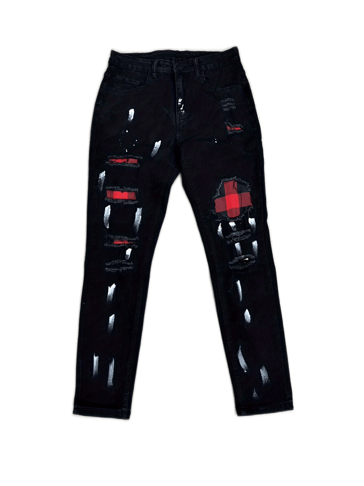 Trendy Slim Fit Patchwork Jeans for Men | Stretch Denim
