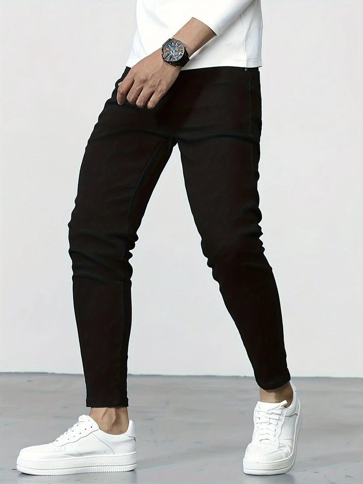 Men's Stretch Slim Fit Jeans | Casual Cotton Blend | Classic Solid Colors