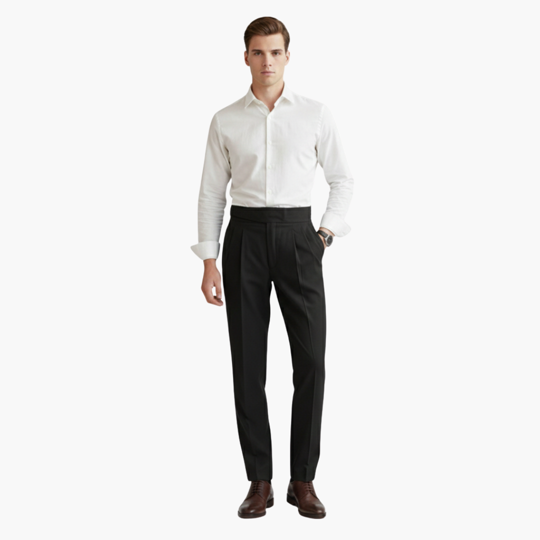 Men's High-Waisted Straight-Leg Trousers for Spring