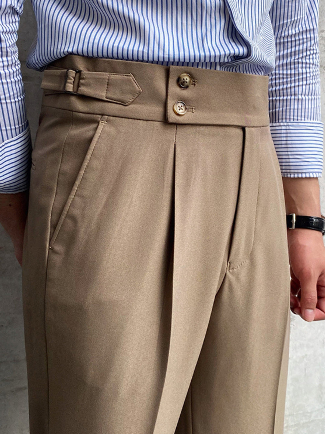 Men's High-Waisted Gurkha Trousers | Elegant & Professional Style