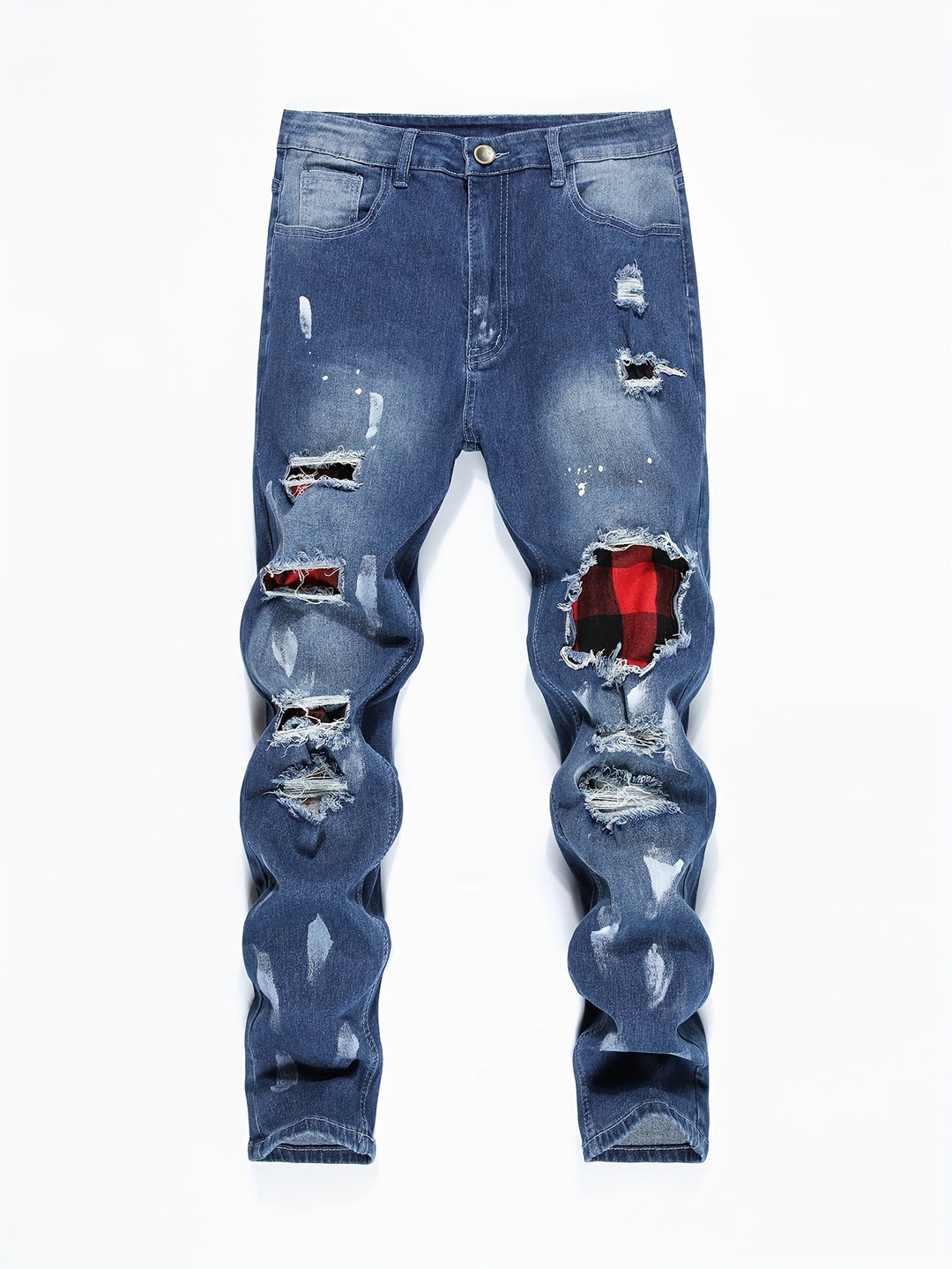 Trendy Slim Fit Patchwork Jeans for Men | Stretch Denim