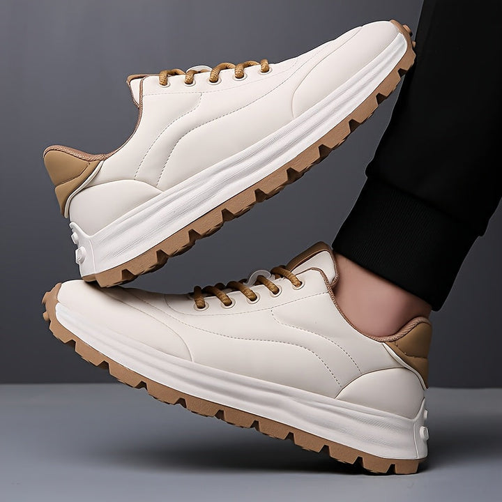 Men's Lightweight Leather Sneakers | Stylish Business Casual & Sporty Design | Non-Slip Comfort