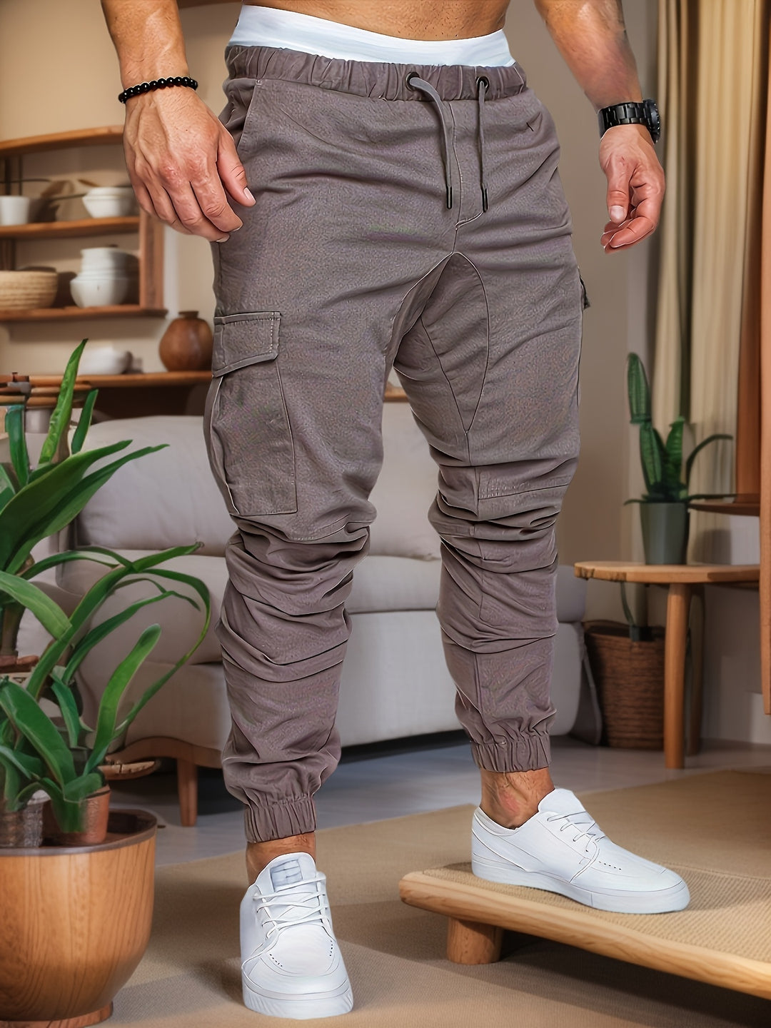 Men's Casual Cargo Pants | Comfortable 100% Cotton | Solid Color with Pockets