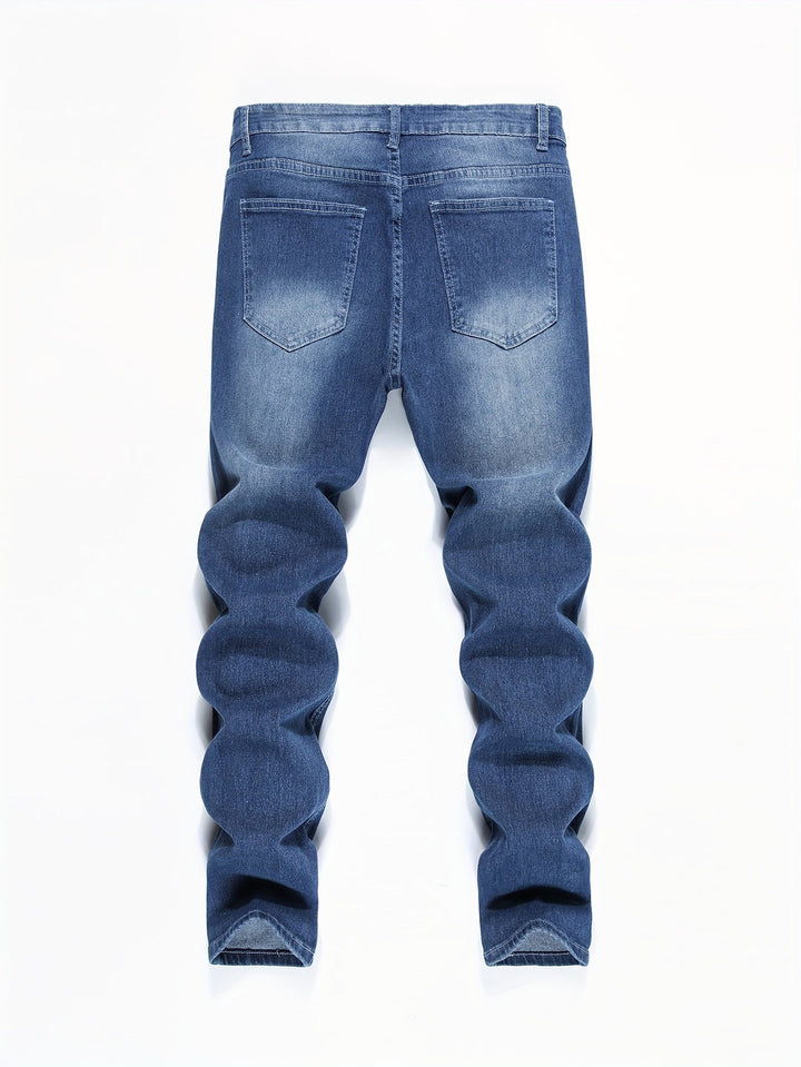 Trendy Slim Fit Patchwork Jeans for Men | Stretch Denim
