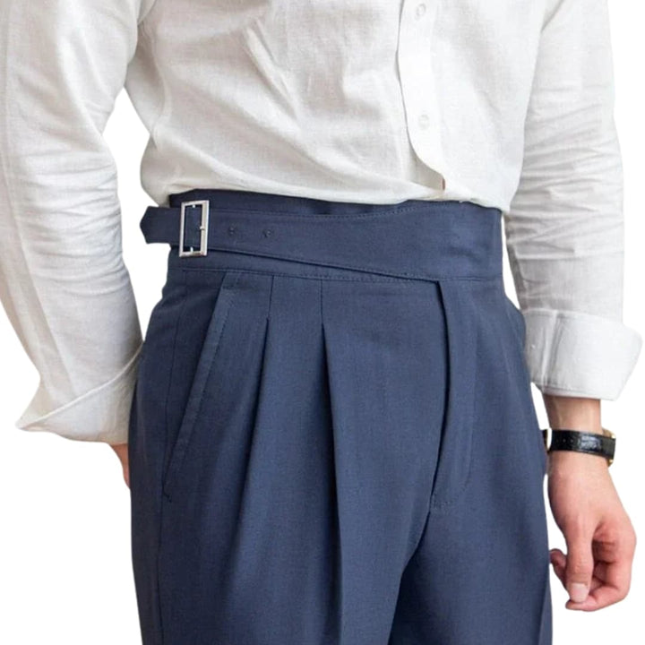 Men's High-Waisted Straight-Leg Trousers for Spring