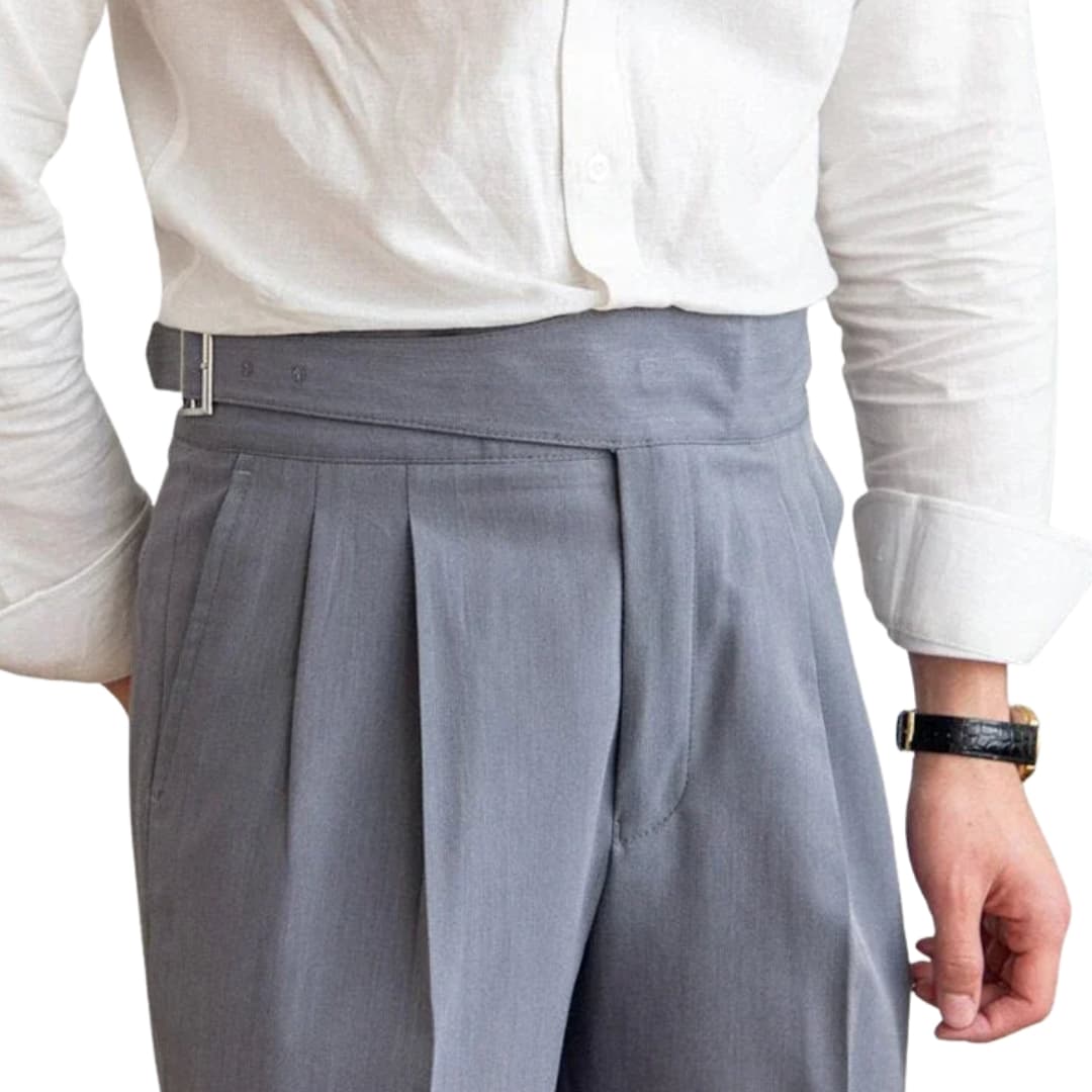Men's High-Waisted Straight-Leg Trousers for Spring