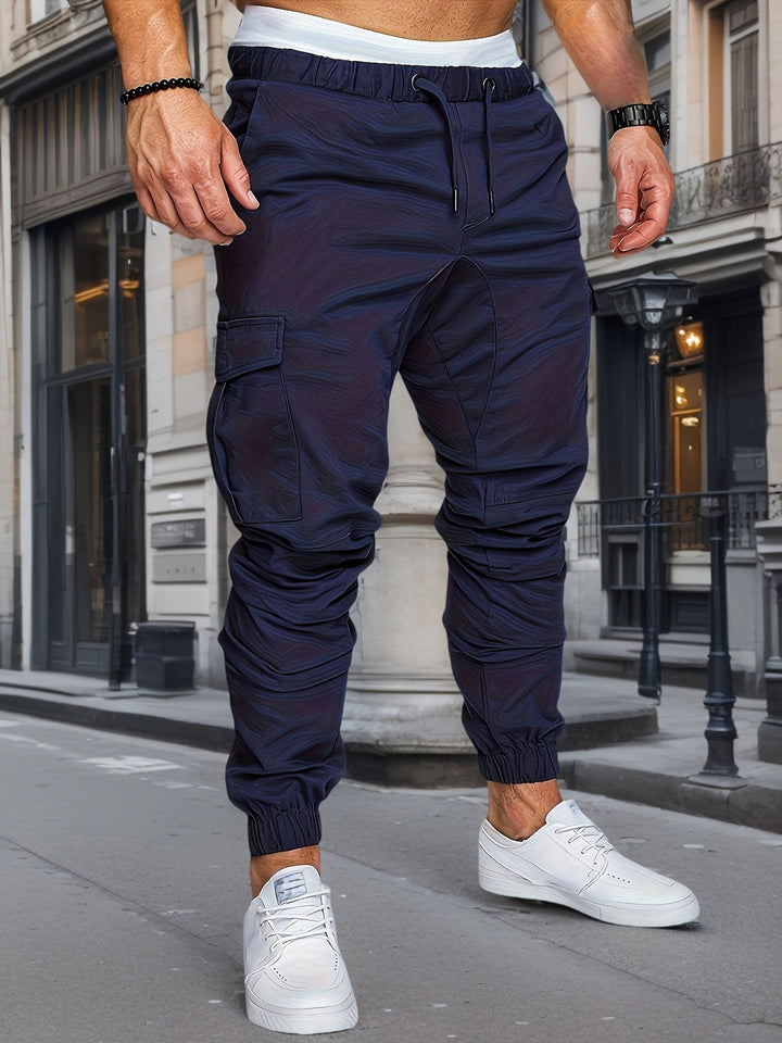 Men's Casual Cargo Pants | Comfortable 100% Cotton | Solid Color with Pockets